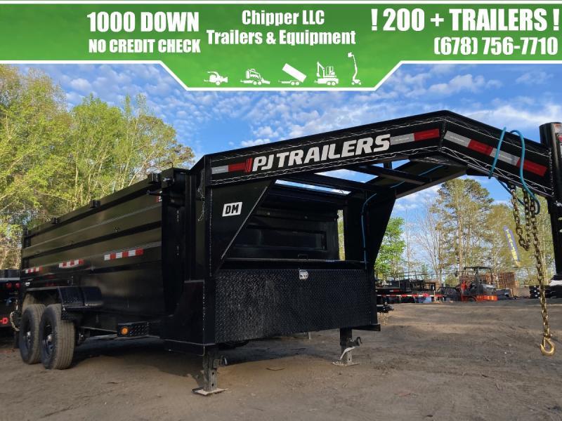 2023 PJ 7x14 14K 4ft 7 Ton Gooseneck Barn Door Spread Gate Dump Trailer