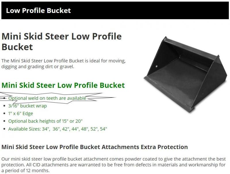 2021 36" Low Profile Smooth Bucket with teeth CID MTLPB36WT MT55/MT85 Mini Skid Steer Attachment 2021 36" Low Profile Smooth Bucket with teeth CID MTLPB36WT MT55/MT85 Mini Skid Steer Attachment
