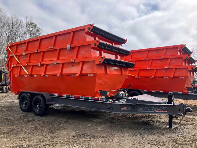 2024 Horizon Trailers 14k 7x16 7k Axles Roll Off Dumpster Trailer, 3 Can System - 14 Ply