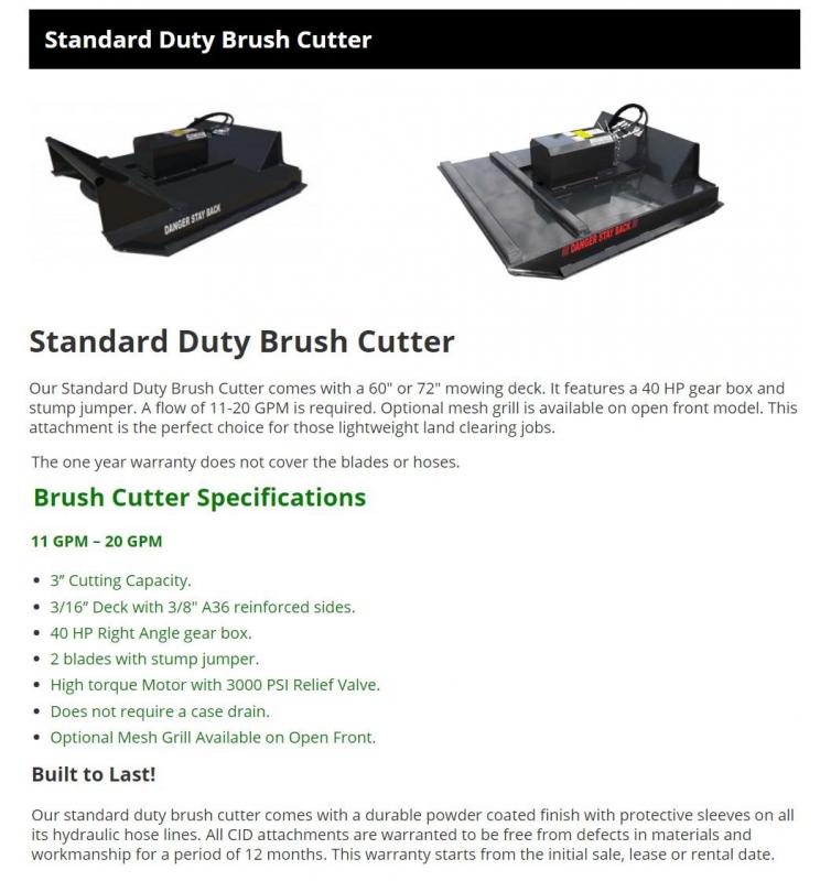 2021 72" CID XTreme Brush Mower + Mulching Teeth, 2030 GPM 6" cutting