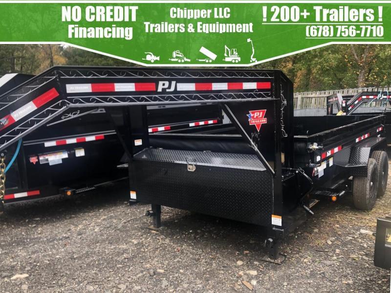 2021 PJ 7x16 14K 7 Ton 2ft Gooseneck Barn Door Spread Gate Dump Trailer 2021 PJ 7x16 14K 7 Ton 2ft Gooseneck Barn Door Spread Gate Dump Trailer