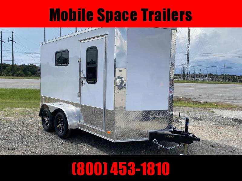 Covered Wagon Trailer 7x12 White Motorcycle PKG w/ Windows Enclosed Cargo Trailer Covered Wagon Trailer 7x12 White Motorcycle PKG w/ Windows Enclosed Cargo Trailer