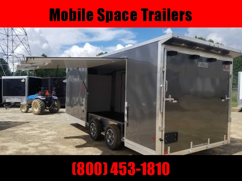 Mission 8.5x20 car hauler trailer spread axle ramp door Elite Ecsape door Mission 8.5x20 car hauler trailer spread axle ramp door Elite Ecsape door