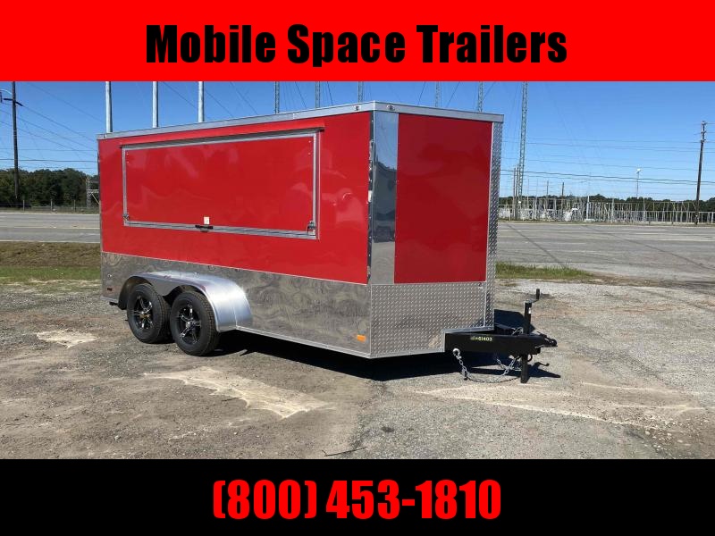 7X14 red cargo enclosed with 3x8 Vending window Concession Trailer 7X14 red cargo enclosed with 3x8 Vending window Concession Trailer