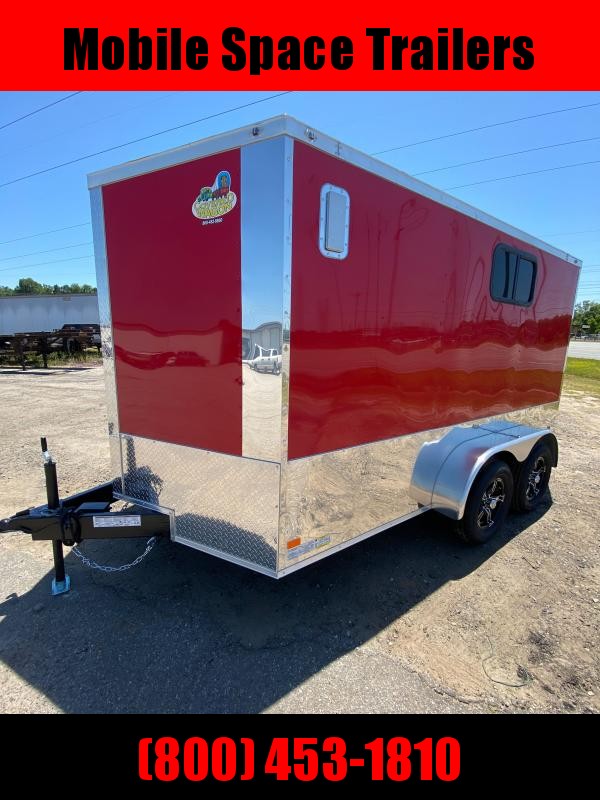 2020 Covered Wagon Trailer 7x12 red Motorcycle PKG w/ Windows Enclosed Cargo Trailer 2020 Covered Wagon Trailer 7x12 red Motorcycle PKG w/ Windows Enclosed Cargo Trailer