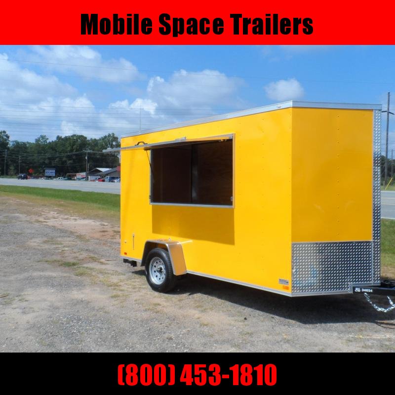 Covered Wagon Trailers 6x12 7' 3x6 Window Yellow Enclosed Cargo Concesion Covered Wagon Trailers 6x12 7' 3x6 Window Yellow Enclosed Cargo Concesion