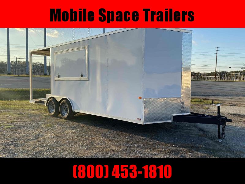 8.5X20 White 7' Interior w/ 6' Porch Vending / Concession Trailer 8.5X20 White 7' Interior w/ 6' Porch Vending / Concession Trailer