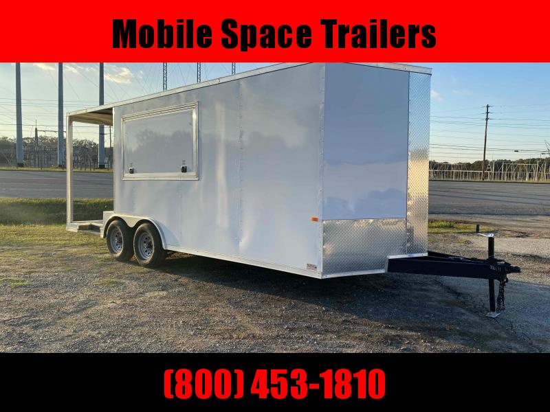 8.5X20 White 7' Interior w/ 6' Porch Vending / Concession Trailer 8.5X20 White 7' Interior w/ 6' Porch Vending / Concession Trailer