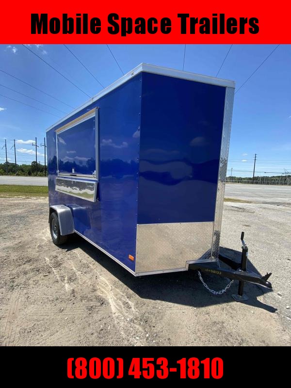 Covered Wagon 6x12 7' 3x6 Window Blue Enclosed Cargo Concesion Covered Wagon 6x12 7' 3x6 Window Blue Enclosed Cargo Concesion