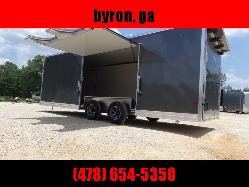 Mission 8.5x24 car hauler trailer spread axle ramp door Elite Ecsape door Mission 8.5x24 car hauler trailer spread axle ramp door Elite Ecsape door