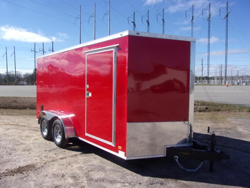 Covered Wagon Trailers 7X14 7k Red Tandem Ramp Door Enclosed Cargo Trailer Covered Wagon Trailers 7X14 7k Red Tandem Ramp Door Enclosed Cargo Trailer