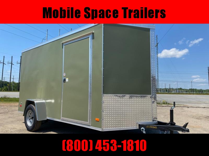 6x12 Ramp Door Olive Green Enclosed Cargo Trailer 6x12 Ramp Door Olive Green Enclosed Cargo Trailer