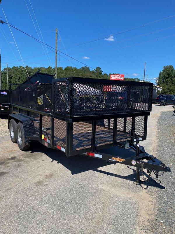 Down 2 Earth Trailers 76x14TA Wood Deck 2' Mesh Sides w/ Landscape Basket Tandem Utility Trailer Down 2 Earth Trailers 76x14TA Wood Deck 2' Mesh Sides w/ Landscape Basket Tandem Utility Trailer