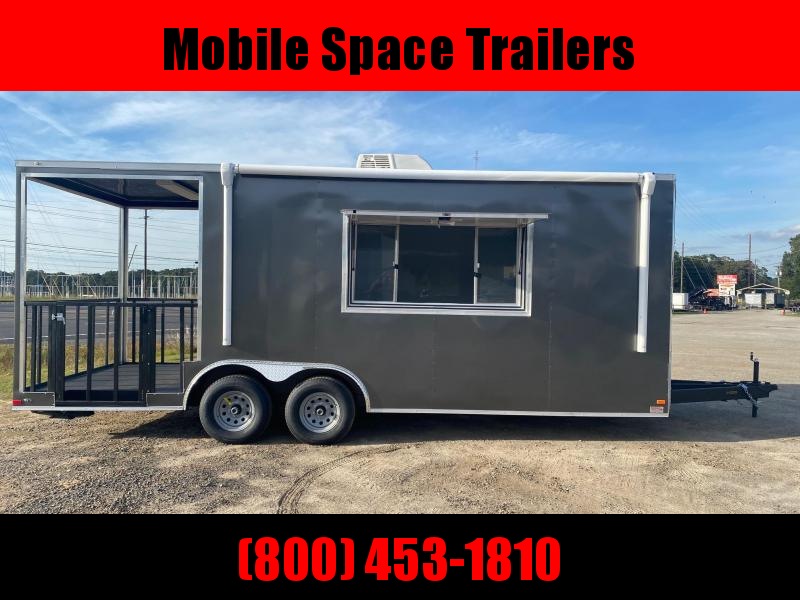 8.5X22 Charcoal 7' Interior Height w/ 6' Porch Vending / Concession Trailer 8.5X22 Charcoal 7' Interior Height w/ 6' Porch Vending / Concession Trailer