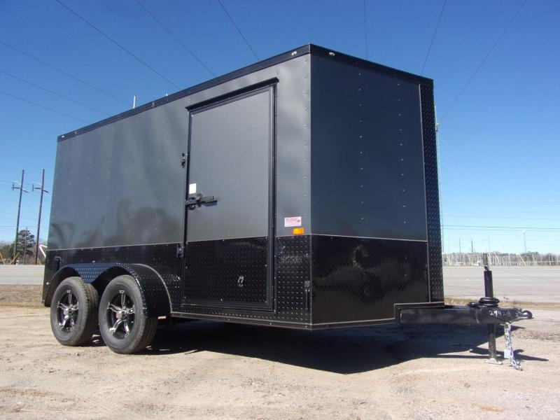 Covered Wagon Trailers 7X12 030 Charcoal Blackout Tadem Axle Motorcycle Package SemiScrewless Enclosed Cargo Trailer Covered Wagon Trailers 7X12 030 Charcoal Blackout Tadem Axle Motorcycle Package SemiScrewless Enclosed Cargo Trailer