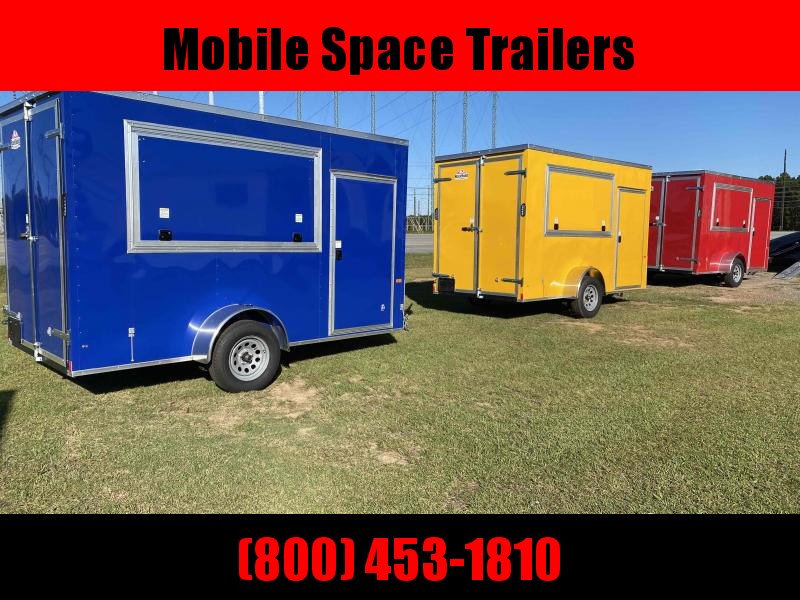 6x12 7' 3x6 Window Blue Enclosed Cargo Concesion 6x12 7' 3x6 Window Blue Enclosed Cargo Concesion