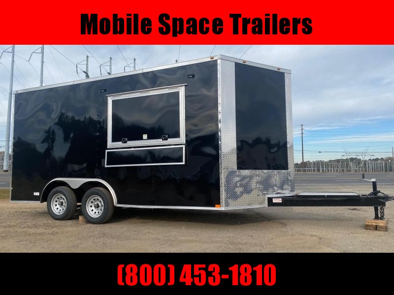 8.5x16 Black Enclosed cargo 3x6 glass and sceen 3 Bay Sink Concession Vending Concession Trailer 8.5x16 Black Enclosed cargo 3x6 glass and sceen 3 Bay Sink Concession Vending Concession Trailer