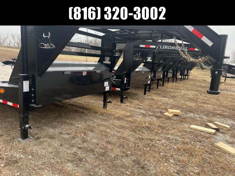 2023 IRON BULL 102X32 GOOSENECK LOPRO DECK OVER FLAT BED TRAILER W/10K