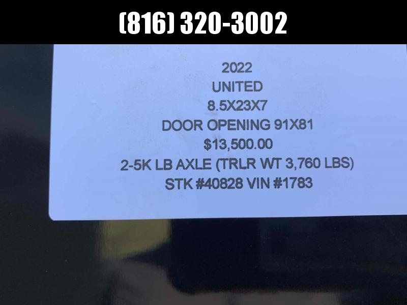 2022 UNITED 8.5 X 23 X 7 ENCLOSED CARGO TRAILER 2022 UNITED 8.5 X 23 X 7 ENCLOSED CARGO TRAILER
