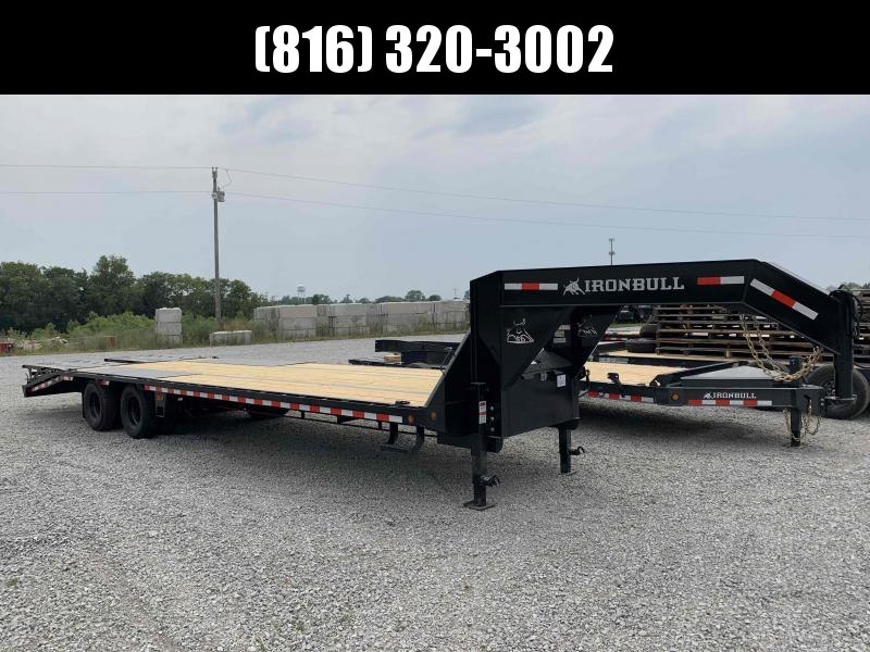 2022 IRON BULL 102X32 GOOSENECK LOPRO DECK OVER FLAT BED TRAILER W/ 10K