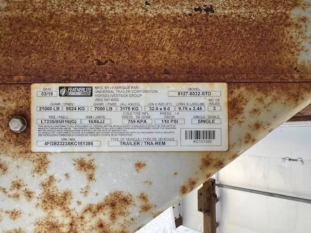 used Stock / Stock Combo Trailers Featherlite  for sale, in Merrill, WI Thumbnail 3