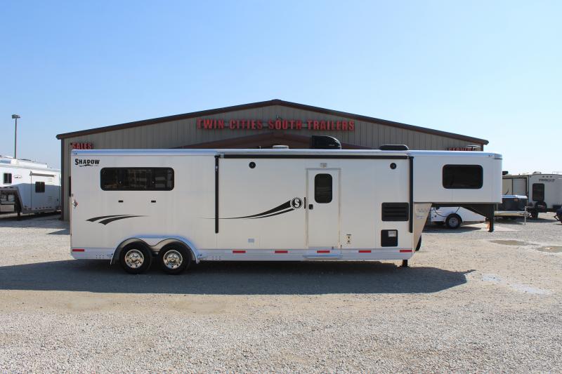 2016 Shadow Trailers 3 Horse Gooseneck 12' Living Quarter with Slide