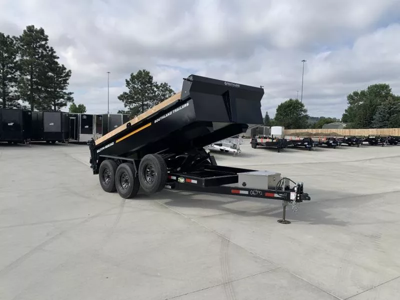 NEW 2025 Southland hydraulic Jack 14ft Heavy Duty Low Profile Dump Trailer 2-8000 lb axles=16K aluminum ramps and Tarp Included