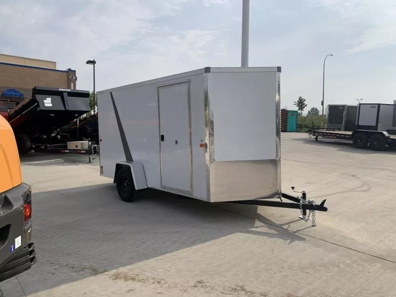 NEW 2025 AERO 6x12 +2 V WHITE Interior QUALITY Enclosed Rear Ramp Cargo Trailer