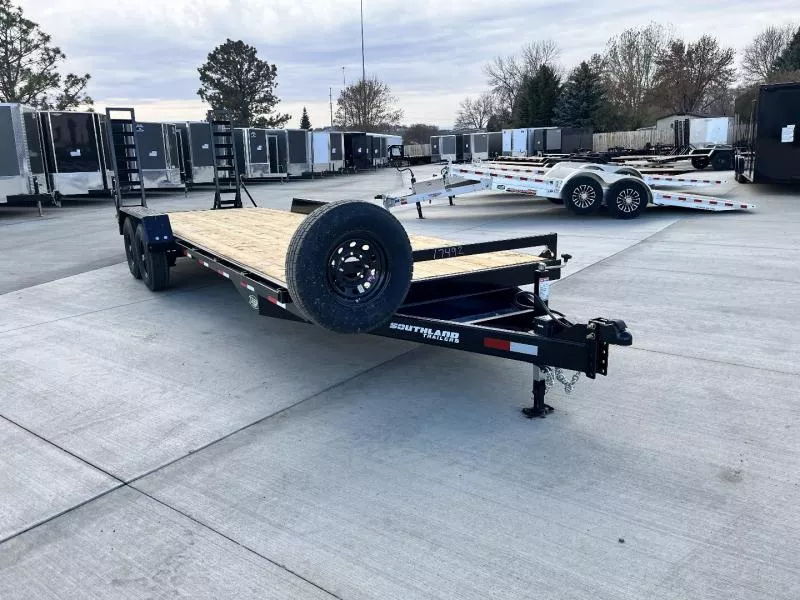 New 2025 Southland 24’ Flatbed 2-7000lb axles =14K Dovetail Trailer Fold Up Ramps