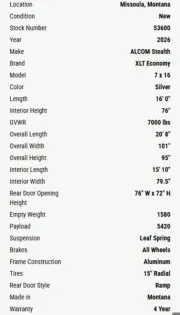 new Cargo (Enclosed) Trailers Other  for sale, in Missoula, MT Thumbnail 10