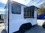 2025 Quality Cargo 8.5x14TA3 Poly White Blacked-Out Concession Trailer