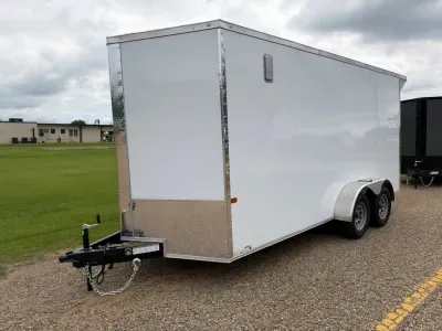 Rock Solid 7x16 TA Cargo Trailer, 7 ft Interior, Therma Cool Ceiling, White