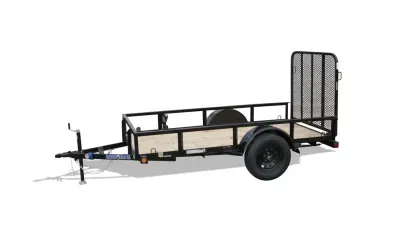 Load Trail 77x12 Single Axle Utility Trailer 3.5K, Brakes, Fold Gate, Black