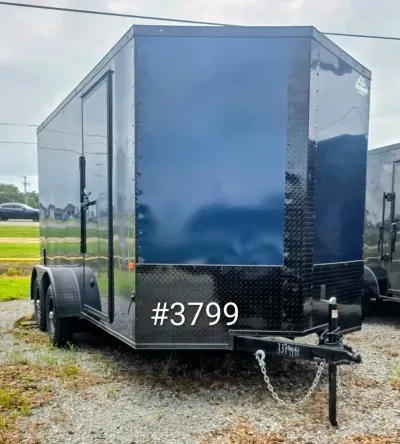 Rock Solid 7x14 TA Cargo Trailer, V-Nose, Indigo