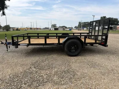 Load Trail 77x12 Single Axle Utility Trailer 3.5K, Brakes, Fold Gate, Black