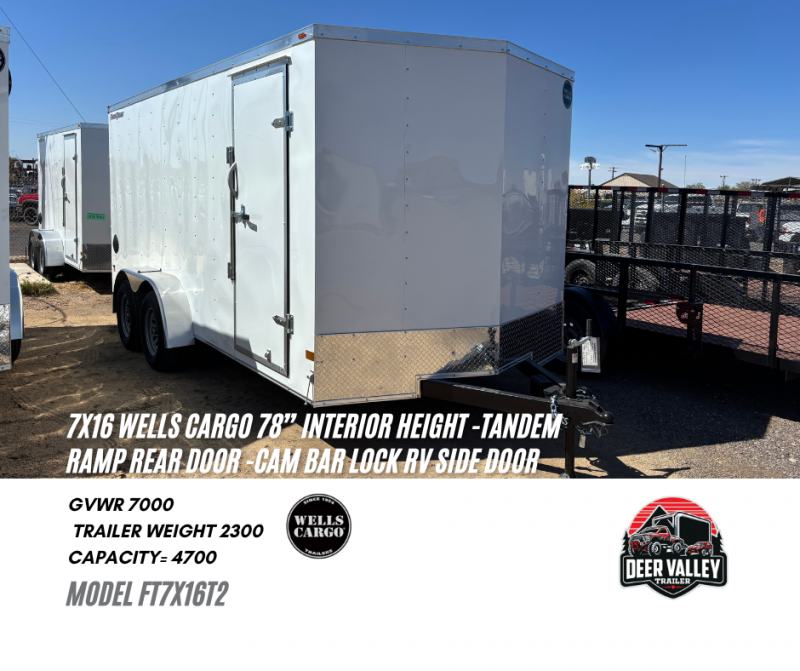 2025 WELLS CARGO- 6'6" INTERIOR HEIGHTH - ENCLOSED CARGO TRAILER RAMP REAR GATE 