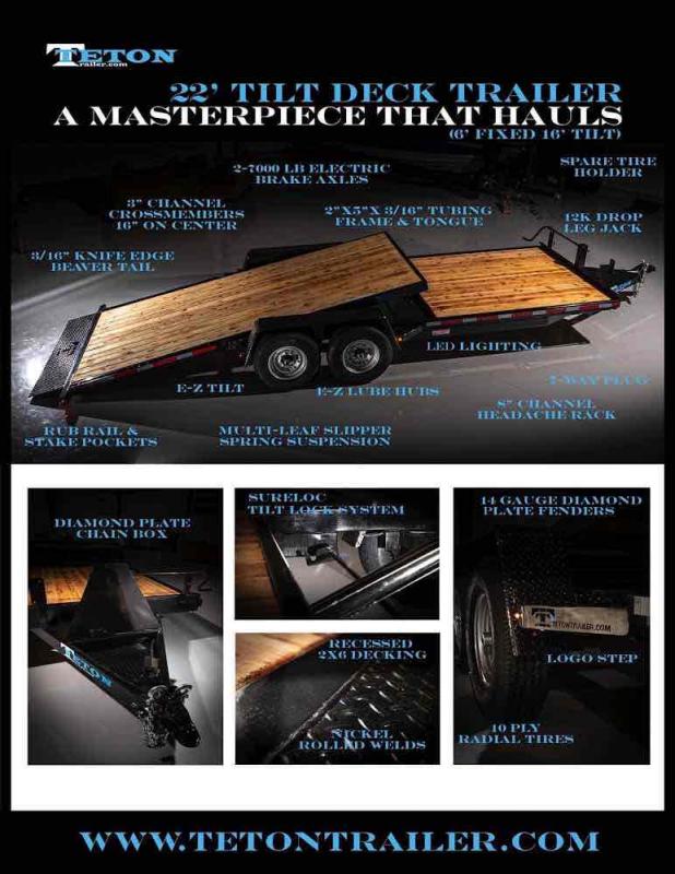 2022 Teton Trailer 14K22 TILT DECK Utility Trailer 2022 Teton Trailer 14K22 TILT DECK Utility Trailer