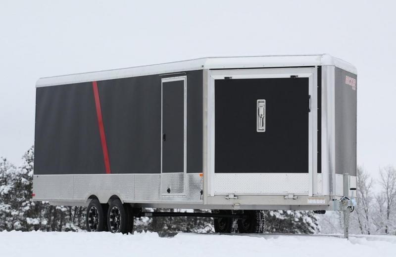 22+4 Matte Aluminum Deckover DLX Cargo Enclosed SnowmobileTrailer 