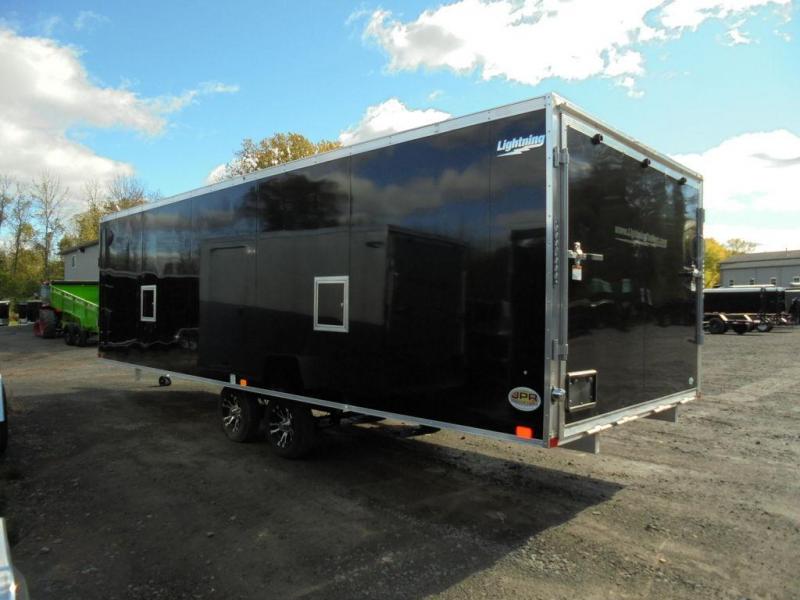 2024 Lightning Trailers 8X22+5' Nose Deckover Snowmobile Trailer Black