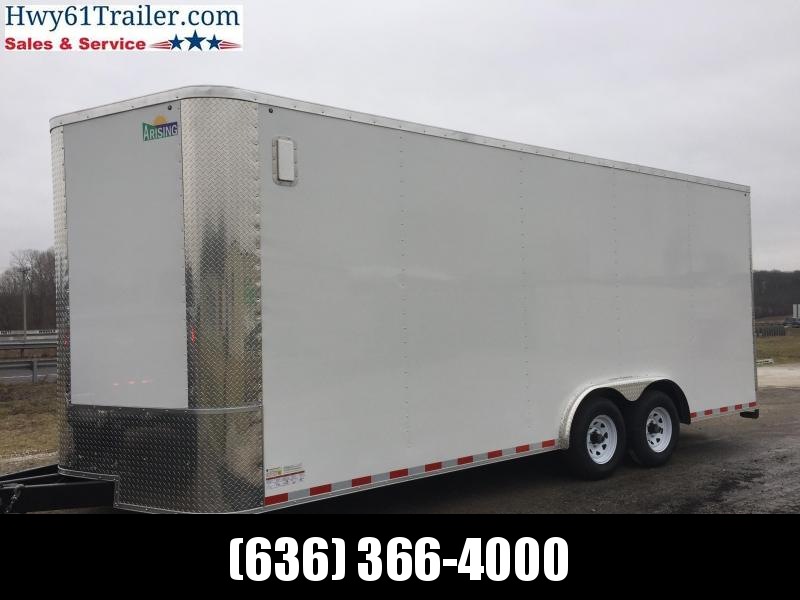 2021 ARISING 8.5x22 TA 5200 lb AXLES 7'6" ATP STEP LOCKBAR SIDE VENTS SEMI-SEAMLESS WHITE 2021 ARISING 8.5x22 TA 5200 lb AXLES 7'6" ATP STEP LOCKBAR SIDE VENTS SEMI-SEAMLESS WHITE
