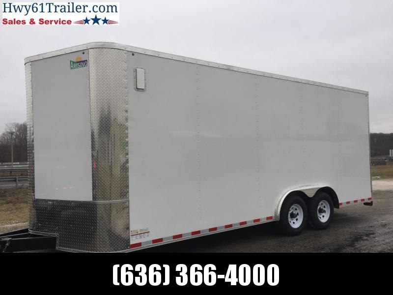 2021 ARISING 8.5x22 TA 5200 lb AXLES 7'6" ATP STEP LOCKBAR SIDE VENTS SEMI-SEAMLESS WHITE 2021 ARISING 8.5x22 TA 5200 lb AXLES 7'6" ATP STEP LOCKBAR SIDE VENTS SEMI-SEAMLESS WHITE