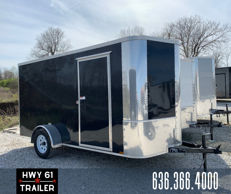 2021 Arising 6x12 SA 35K 6'3" vnose Black Enclosed Trailer Hwy 61