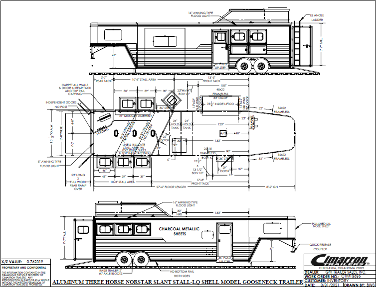 2022 Cimarron 3 Horse 13' Living Quarter Trailer 2022 Cimarron 3 Horse 13' Living Quarter Trailer
