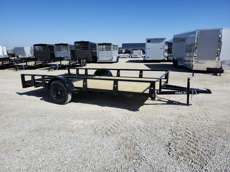 2026 Rice Trailers 82X14 Single Axle Utility w/ 5ft Gate