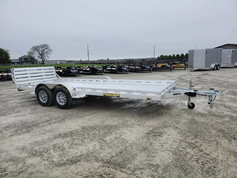 2027 Aluma 8018TA-EL-BT-RTD 18' Aluminum Utility / Tandem Axle / Bi-Fold Ramp