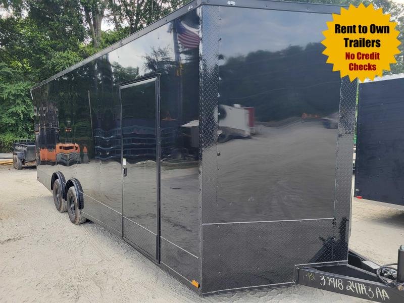 8.5x24 Enclosed .080 Thick Poly Black W/Blackout Pkg 7'6" Interior Height W/Side Door Ramp Escape Door & Rear Wing W/Loading Lights 2022 Quality Cargo 8.5x24 Enclosed .080 Thick Poly Black W/Blackout Pkg 7'6" Interior Height W/Side Door Ramp Escape Door & Rear Wing W/Loading Lights 2022 Quality Cargo