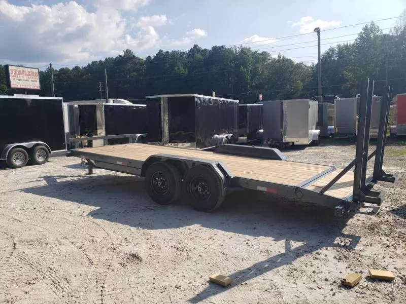 7x20 Heavy Equipment Trailer 2-7000 LB Axles W/ 5 Foot Stand Up Ramps 2025 GPS