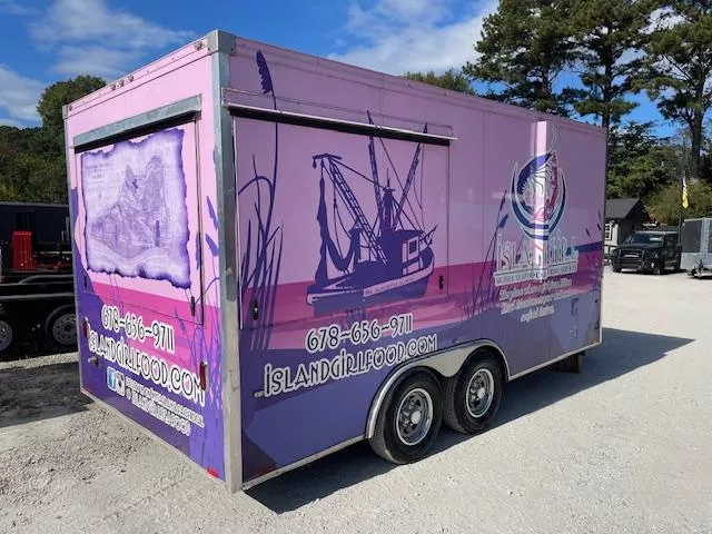 USED 8.5x16 Food Trailer w/ 6 Burner Stove with Oven, Refrigerator, Deep Freezer 2014 Concession