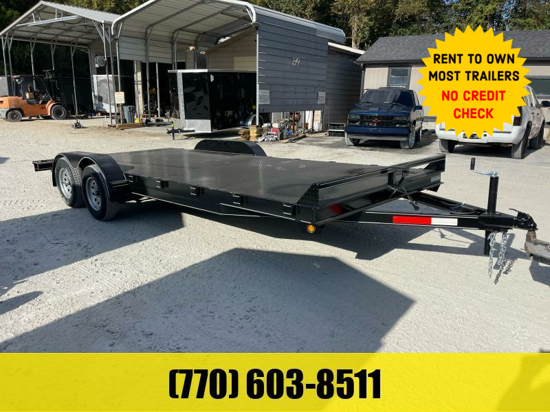 7x20 Car Hauler W/ Steel Floor 2 Foot Dovetail Removable Fenders Spare