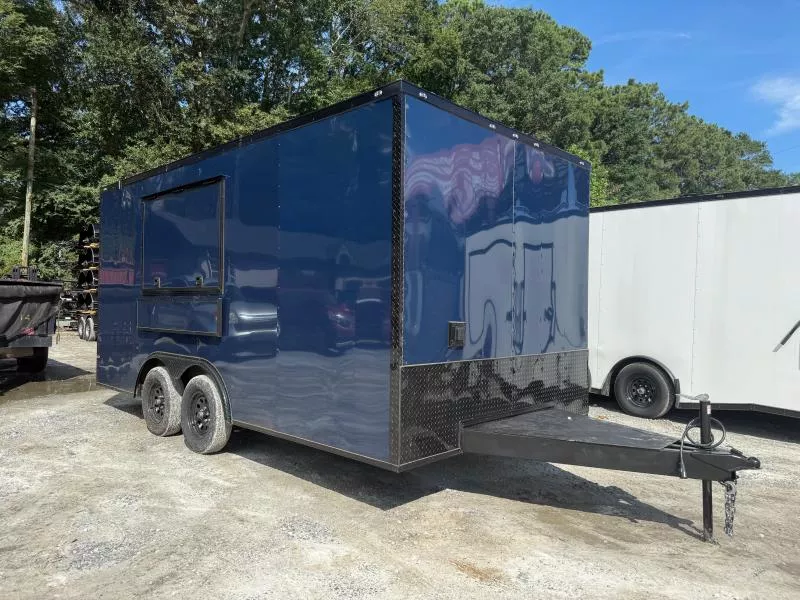 8.5X16 Food Trailer W/ Gas Lines & Hood Vent & Fire Suppression, Griddle & Deep Fryer, Triple Sink W/ Handwash 2025 Concession
